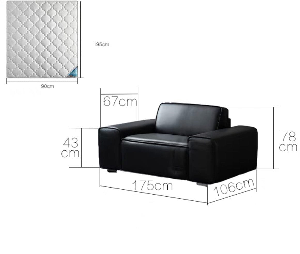 Home Atelier Camden Leather Foldable Sofa Bed with Mattress