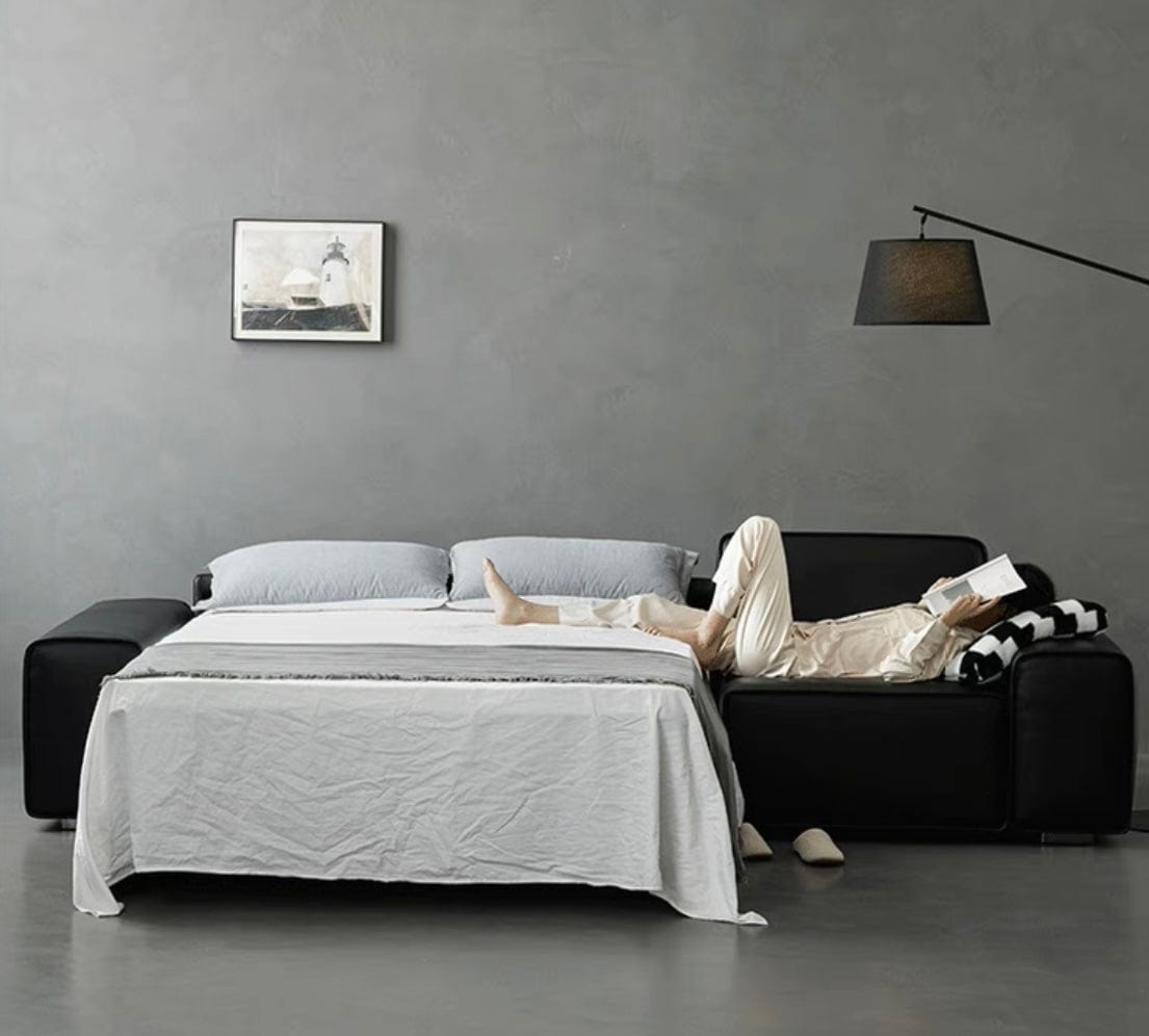 Home Atelier Camden Leather Foldable Sofa Bed with Mattress