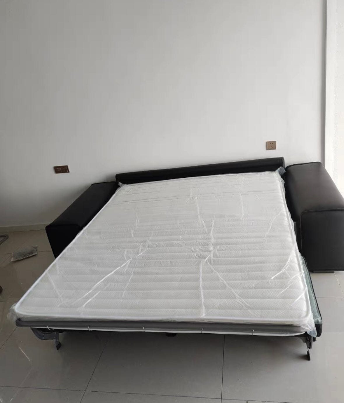 Home Atelier Camden Leather Foldable Sofa Bed with Mattress