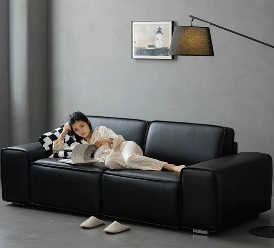 Home Atelier Camden Leather Foldable Sofa Bed with Mattress