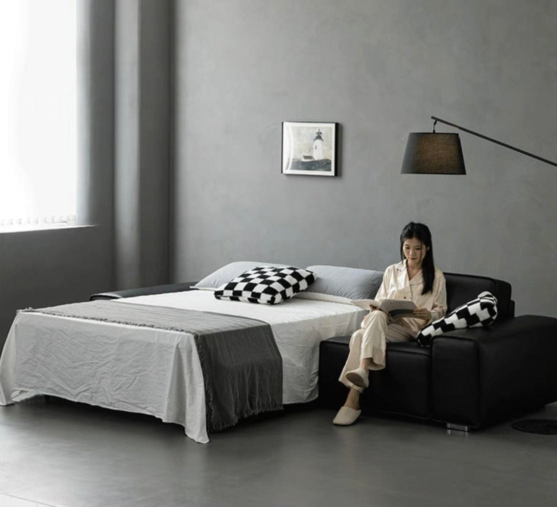 Home Atelier Camden Leather Foldable Sofa Bed with Mattress