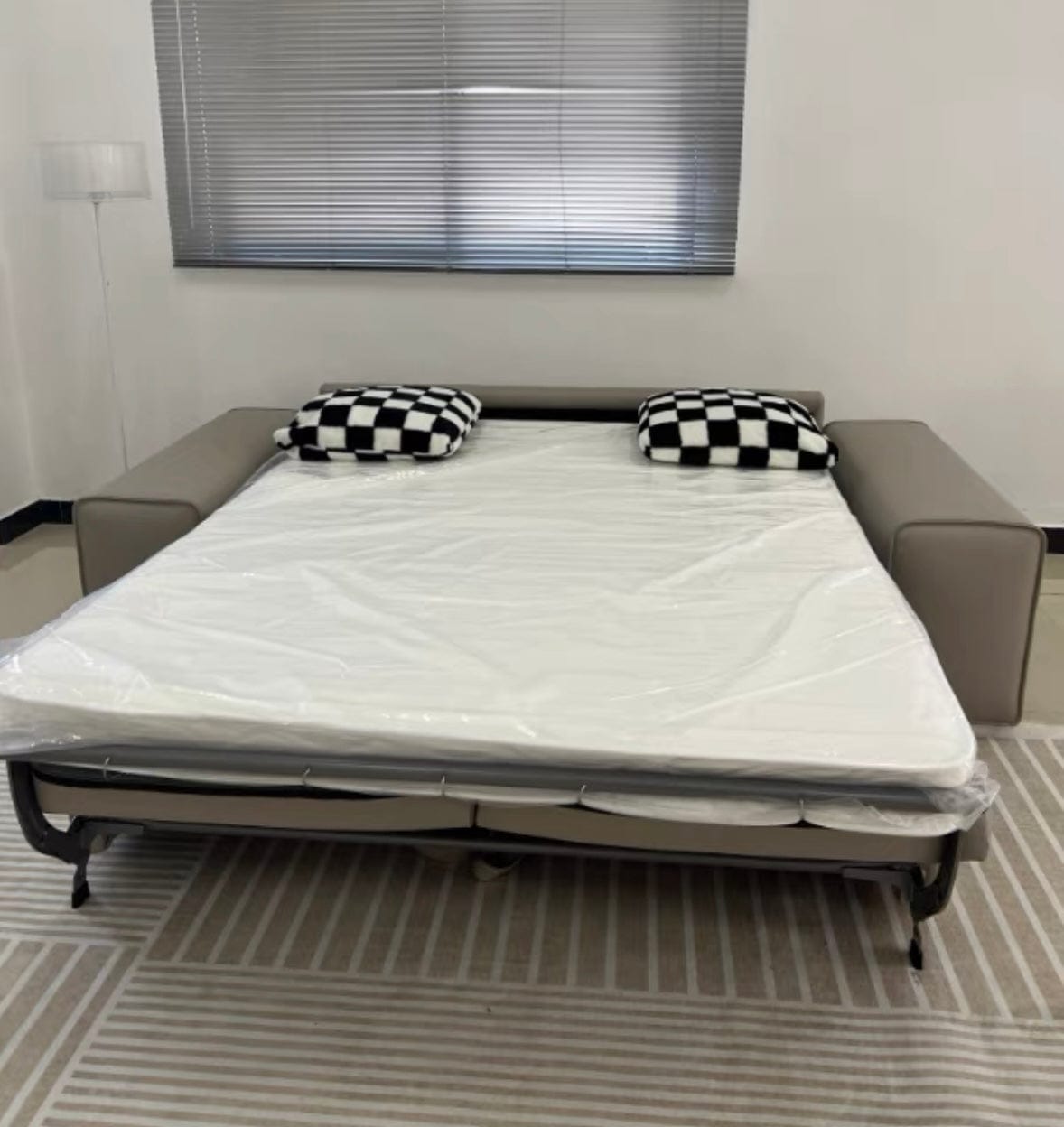 Home Atelier Camden Leather Foldable Sofa Bed with Mattress