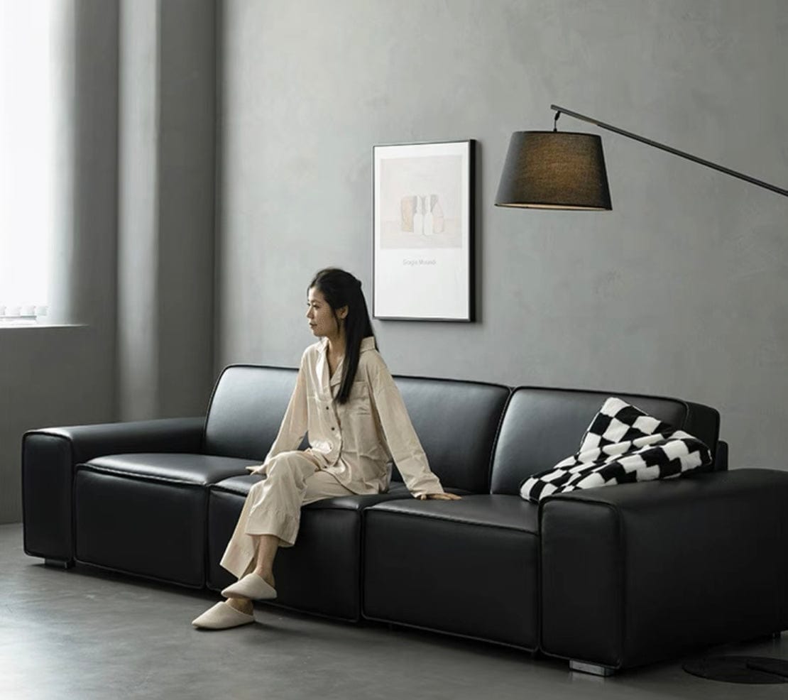 Home Atelier Camden Leather Foldable Sofa Bed with Mattress