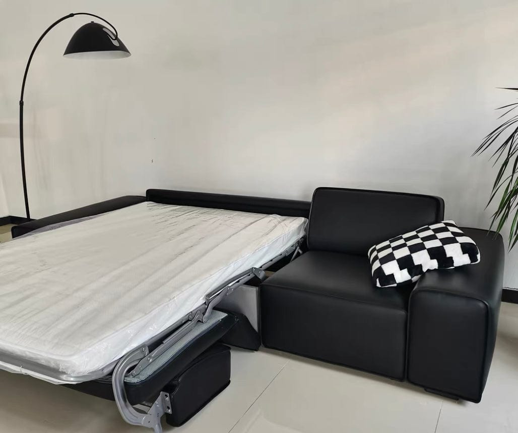 Home Atelier Camden Leather Foldable Sofa Bed with Mattress