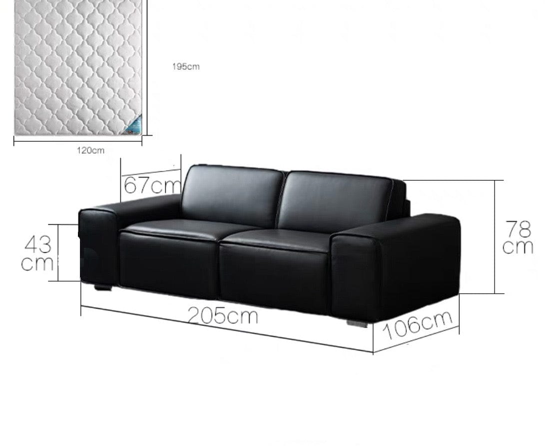 Home Atelier Camden Leather Foldable Sofa Bed with Mattress