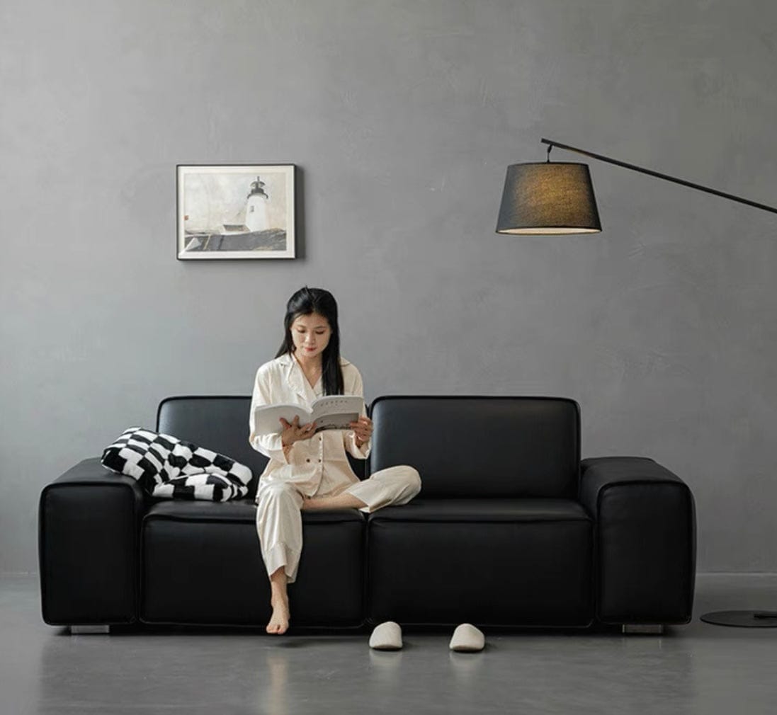 Home Atelier Camden Leather Foldable Sofa Bed with Mattress