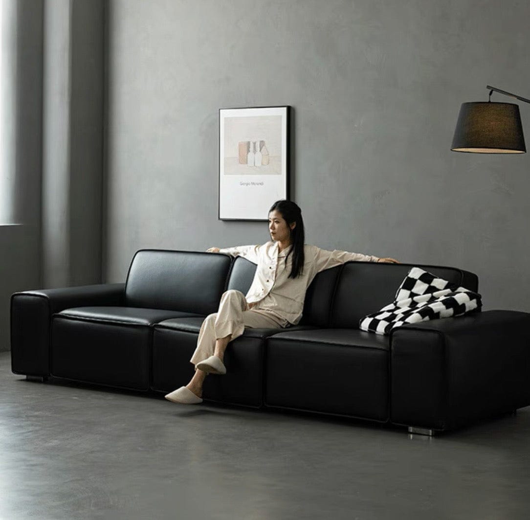 Home Atelier Camden Leather Foldable Sofa Bed with Mattress