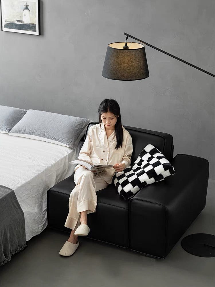 Home Atelier Camden Leather Foldable Sofa Bed with Mattress