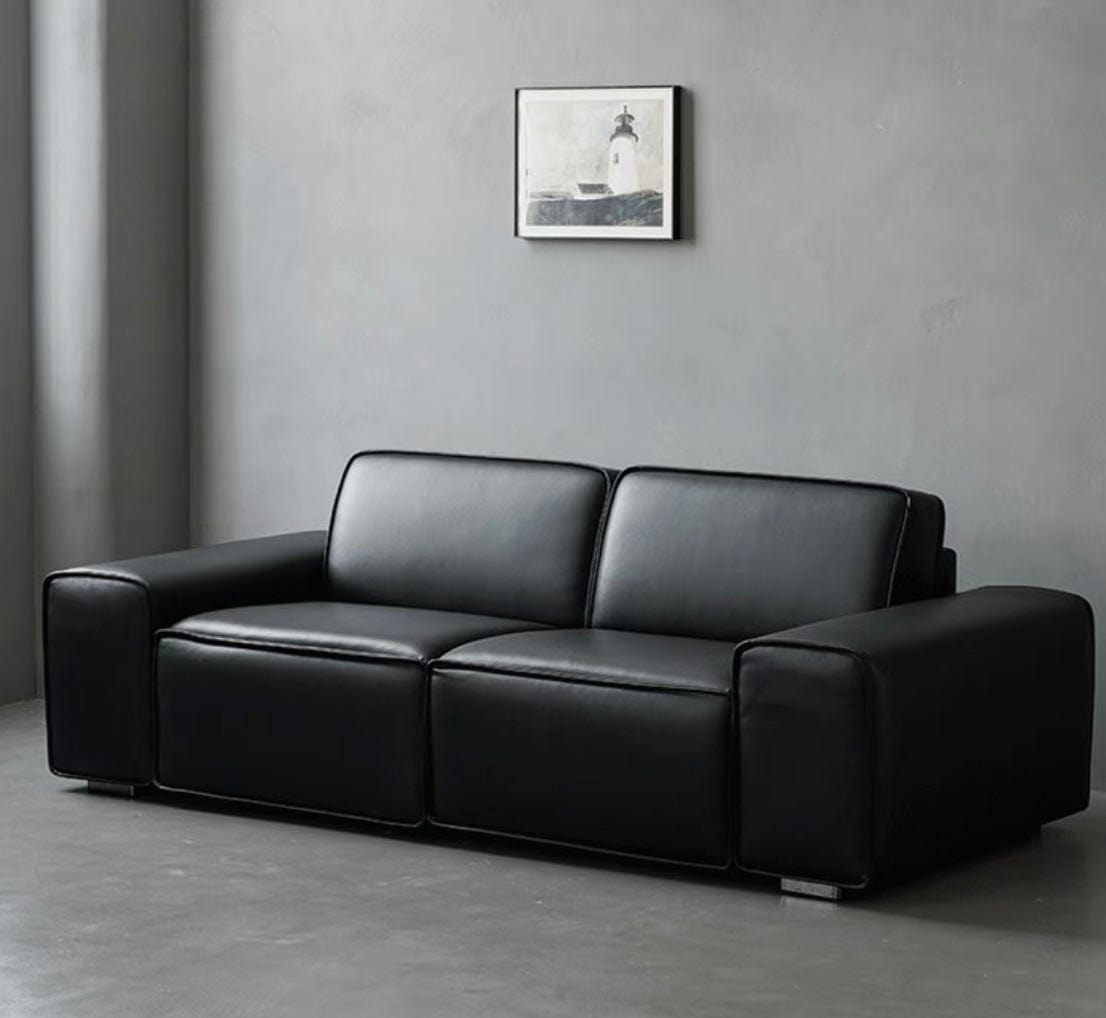Home Atelier Camden Leather Foldable Sofa Bed with Mattress