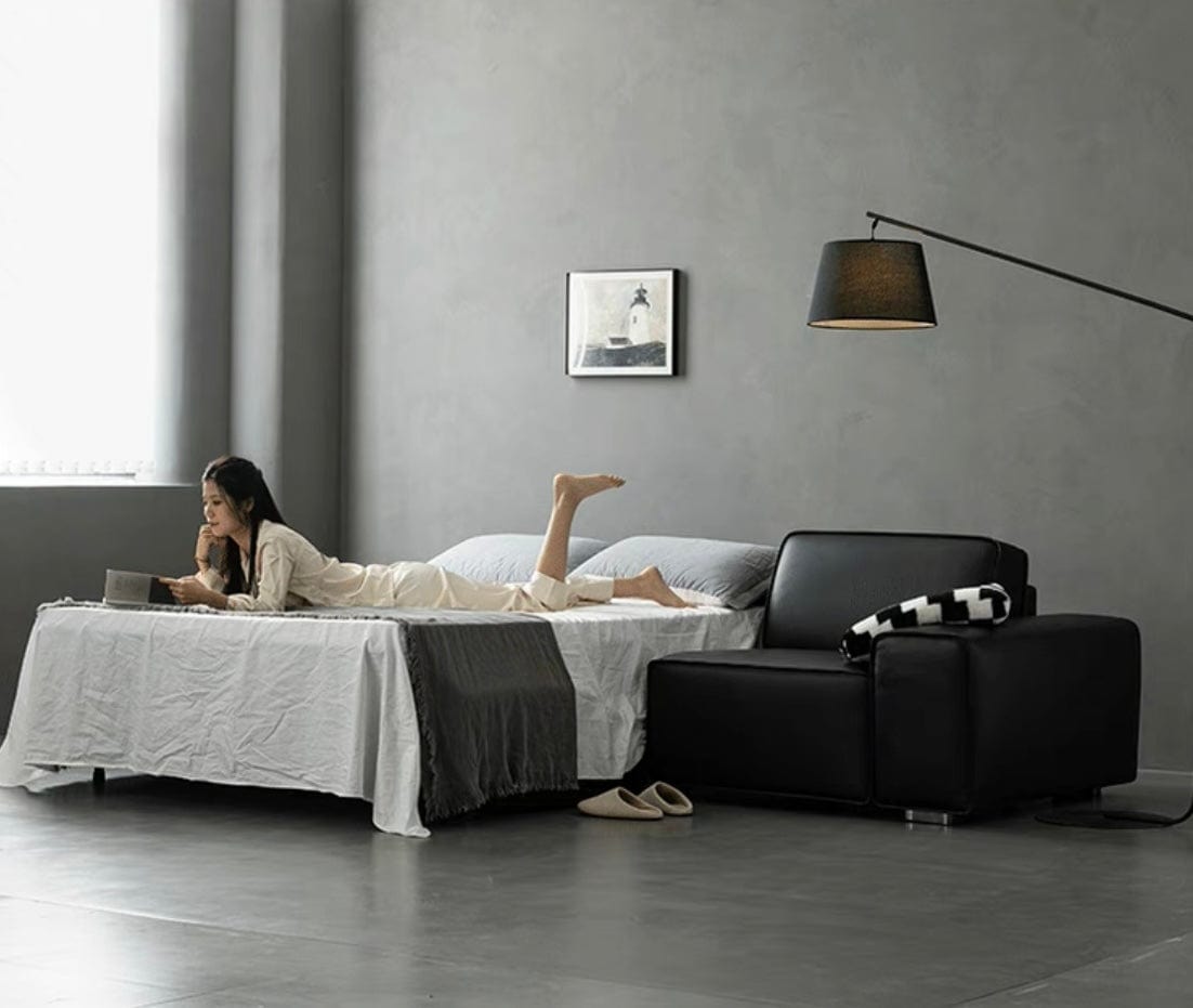 Home Atelier Camden Leather Foldable Sofa Bed with Mattress