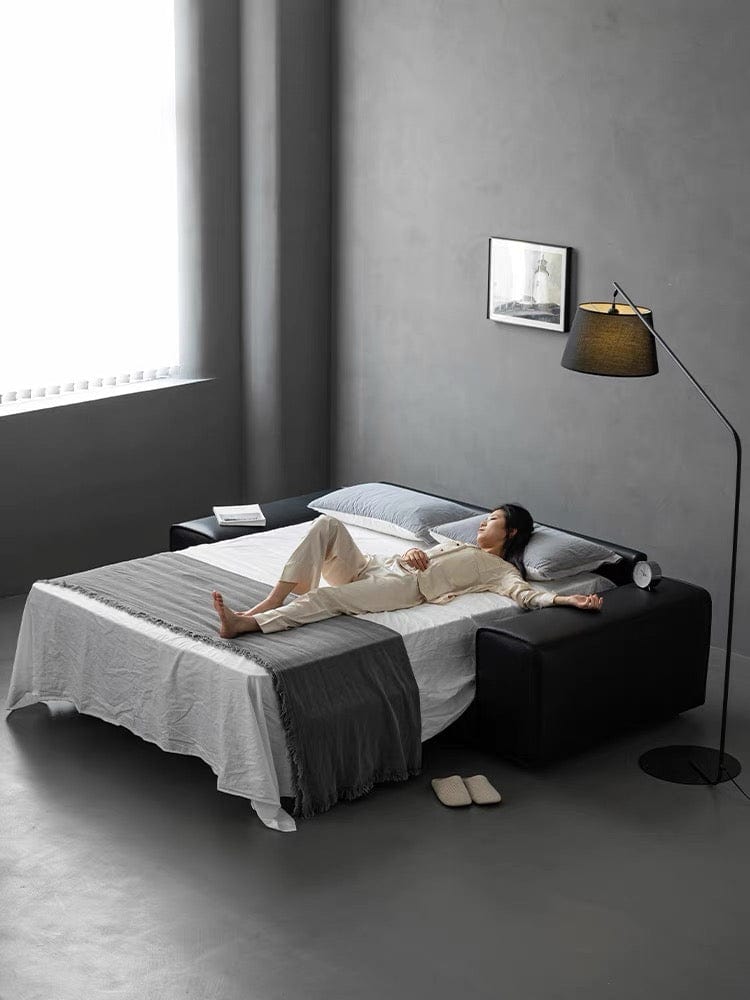 Home Atelier Camden Leather Foldable Sofa Bed with Mattress