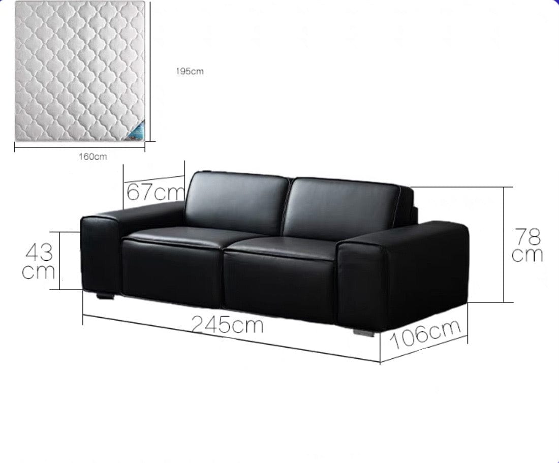 Home Atelier Camden Leather Foldable Sofa Bed with Mattress
