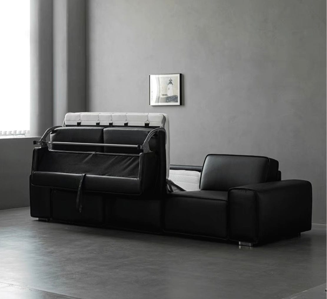 Home Atelier Camden Leather Foldable Sofa Bed with Mattress