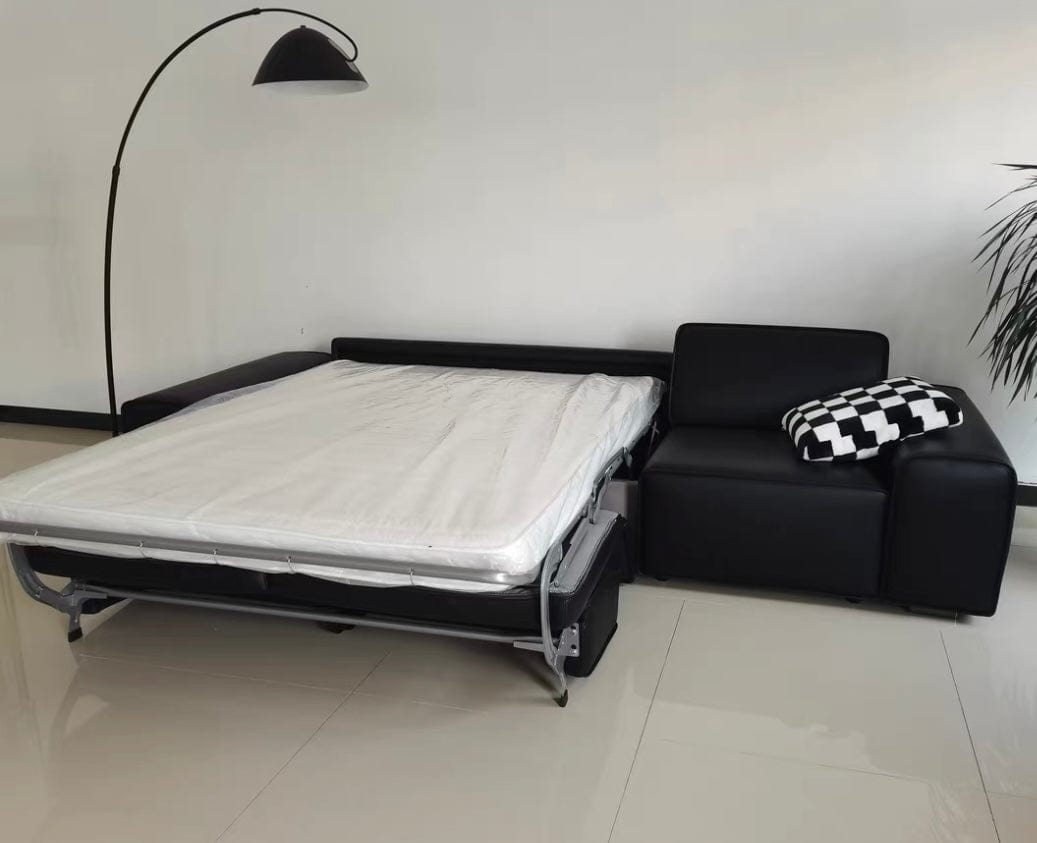 Home Atelier Camden Leather Foldable Sofa Bed with Mattress