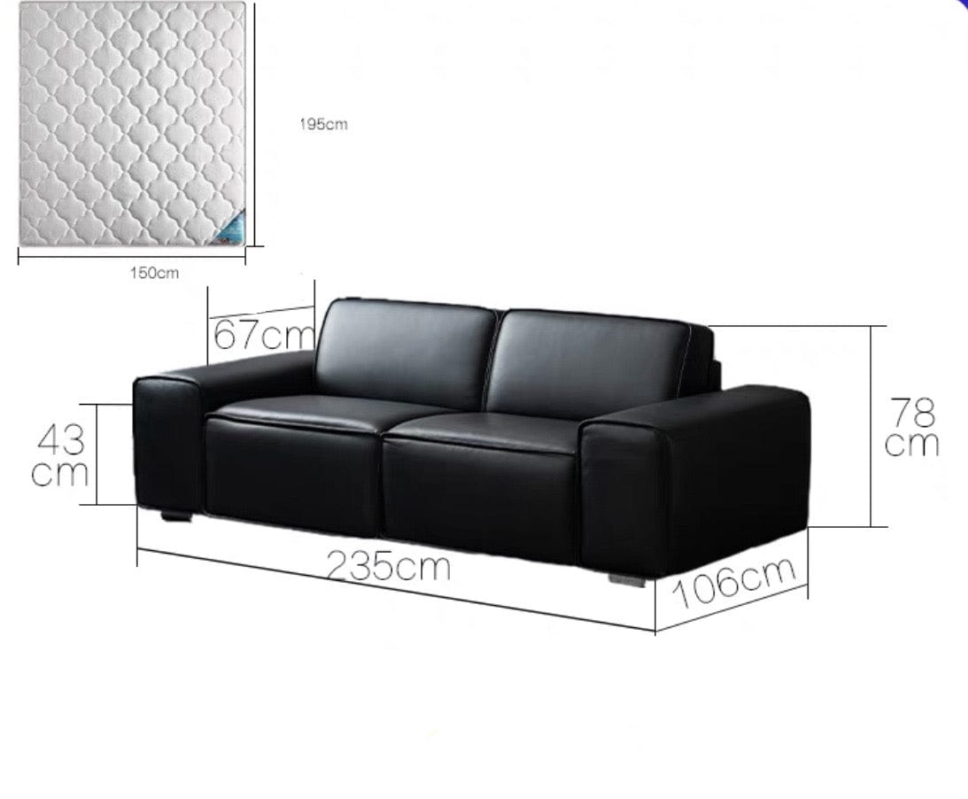 Home Atelier Camden Leather Foldable Sofa Bed with Mattress