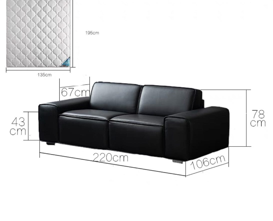 Home Atelier Camden Leather Foldable Sofa Bed with Mattress