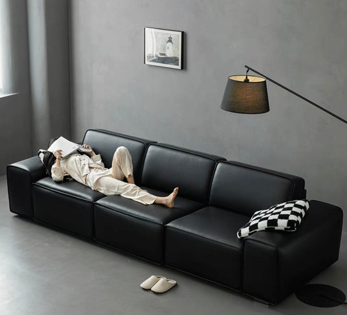 Home Atelier Camden Leather Foldable Sofa Bed with Mattress