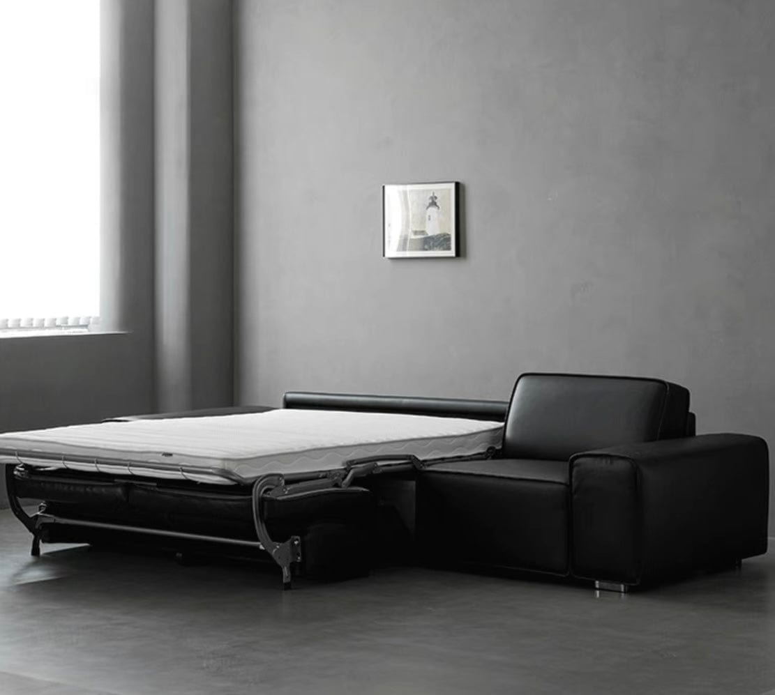 Home Atelier Camden Leather Foldable Sofa Bed with Mattress