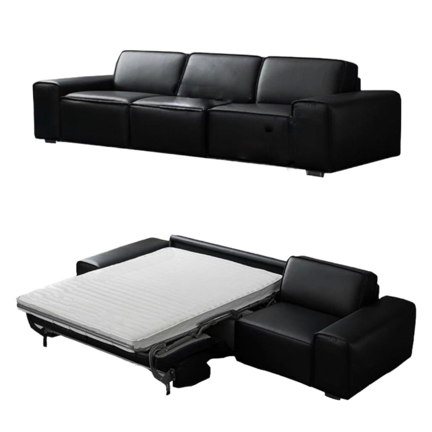 Home Atelier Camden Leather Foldable Sofa Bed with Mattress
