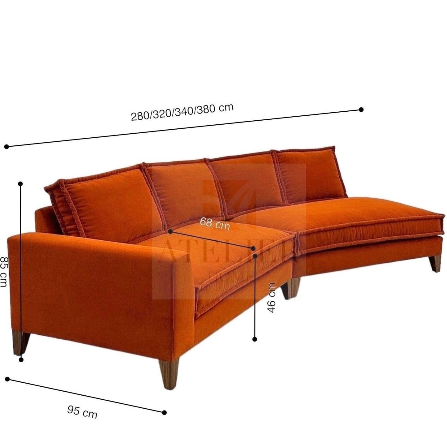 Home Atelier Carol Scratch Resistant Angular Bent Chaise Sectional Sofa