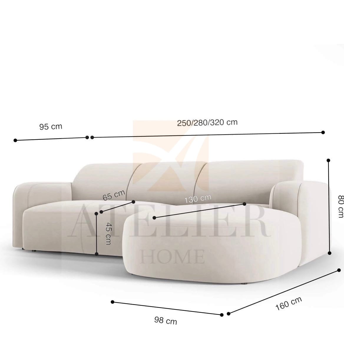 Home Atelier Carrie Scratch Resistant Sectional Curve Chaise Sofa