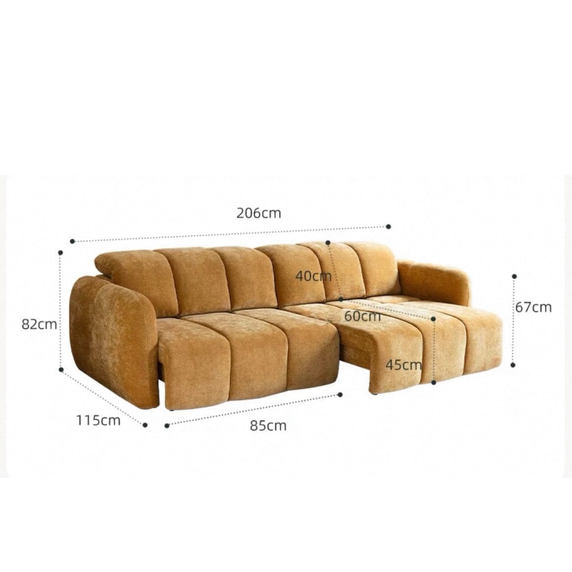 Home Atelier Cat Proof Scratch Resistant Chenille Fabric / Length 206cm ( 2 Electric Chairs) Gordon Scratch Resistant Electric Sofa Bed