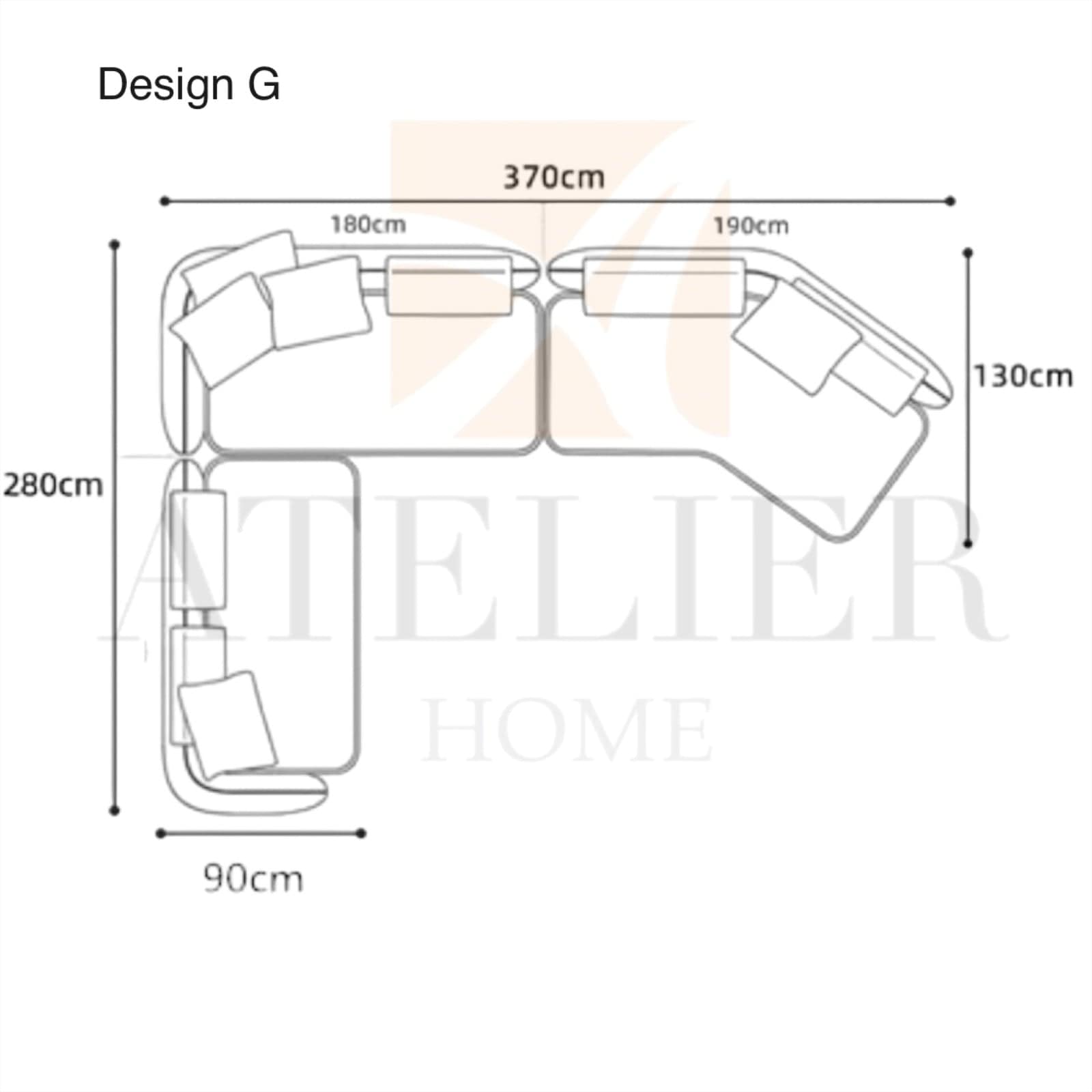 Home Atelier Cole Scratch Resistant Sectional Curve Sofa