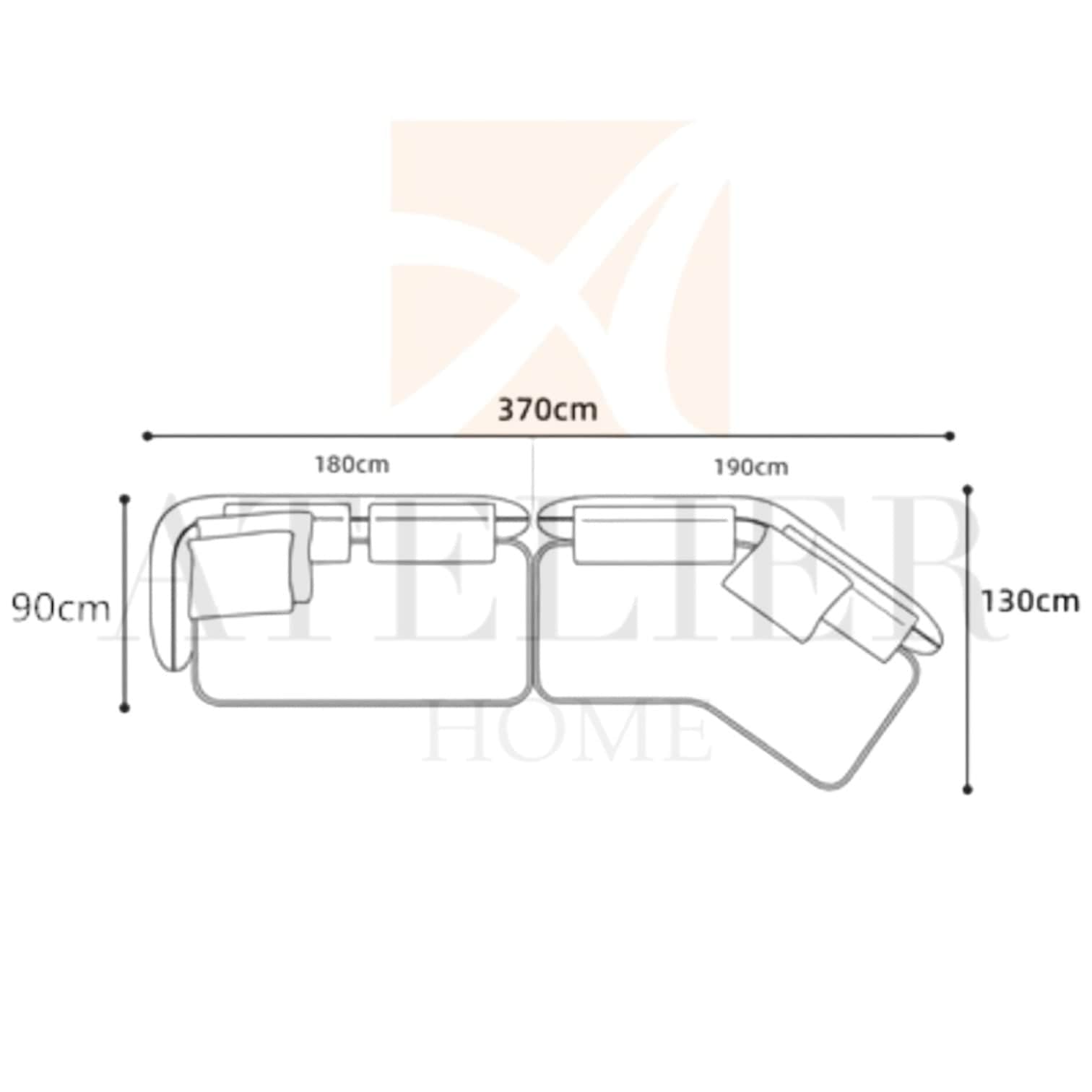 Home Atelier Cole Scratch Resistant Sectional Curve Sofa