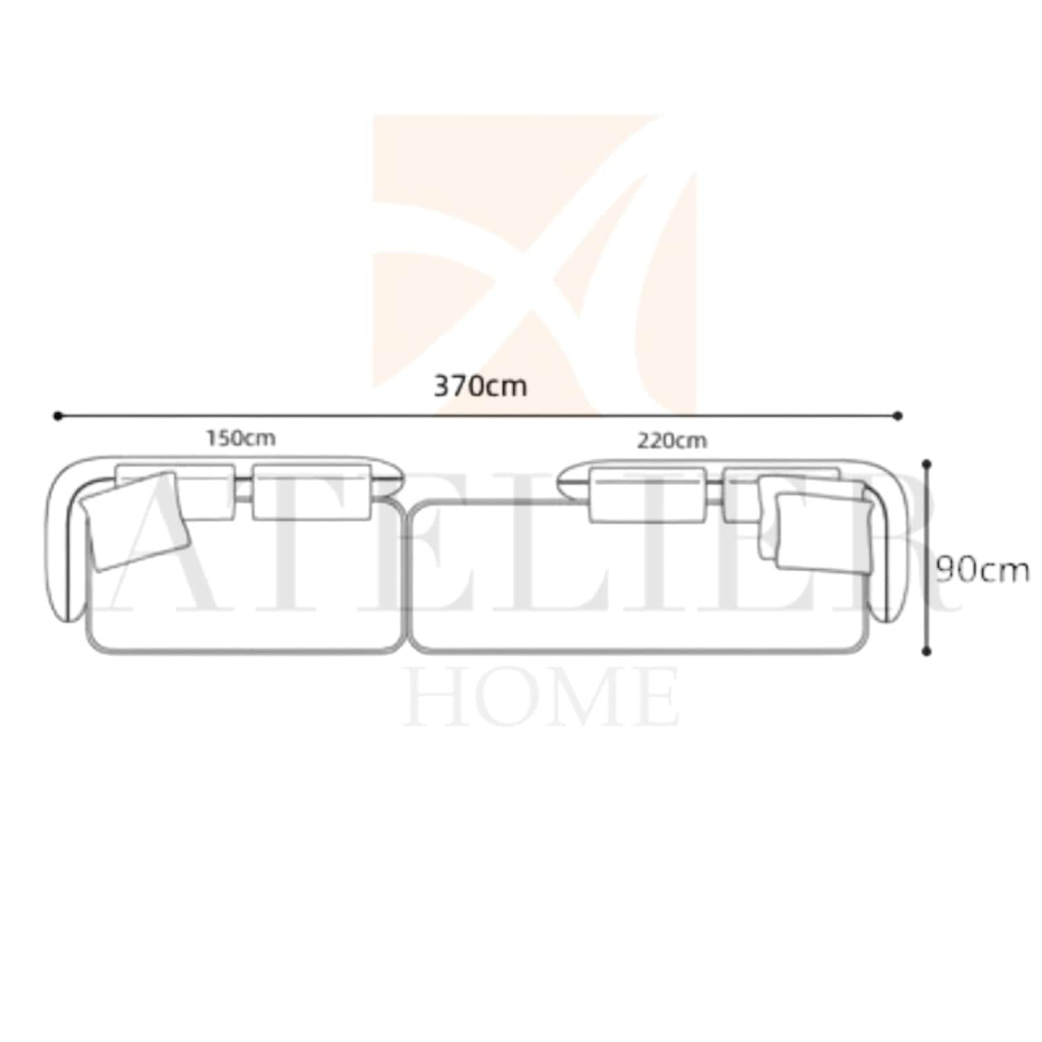 Home Atelier Cole Scratch Resistant Sectional Curve Sofa