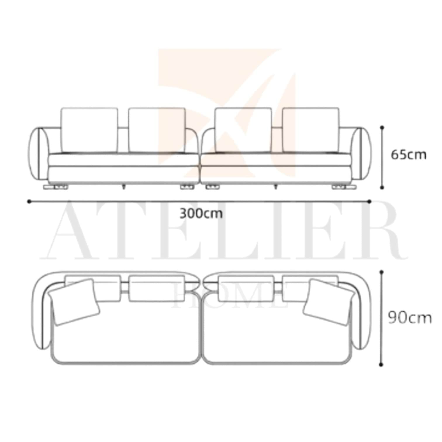 Home Atelier Cole Scratch Resistant Sectional Curve Sofa