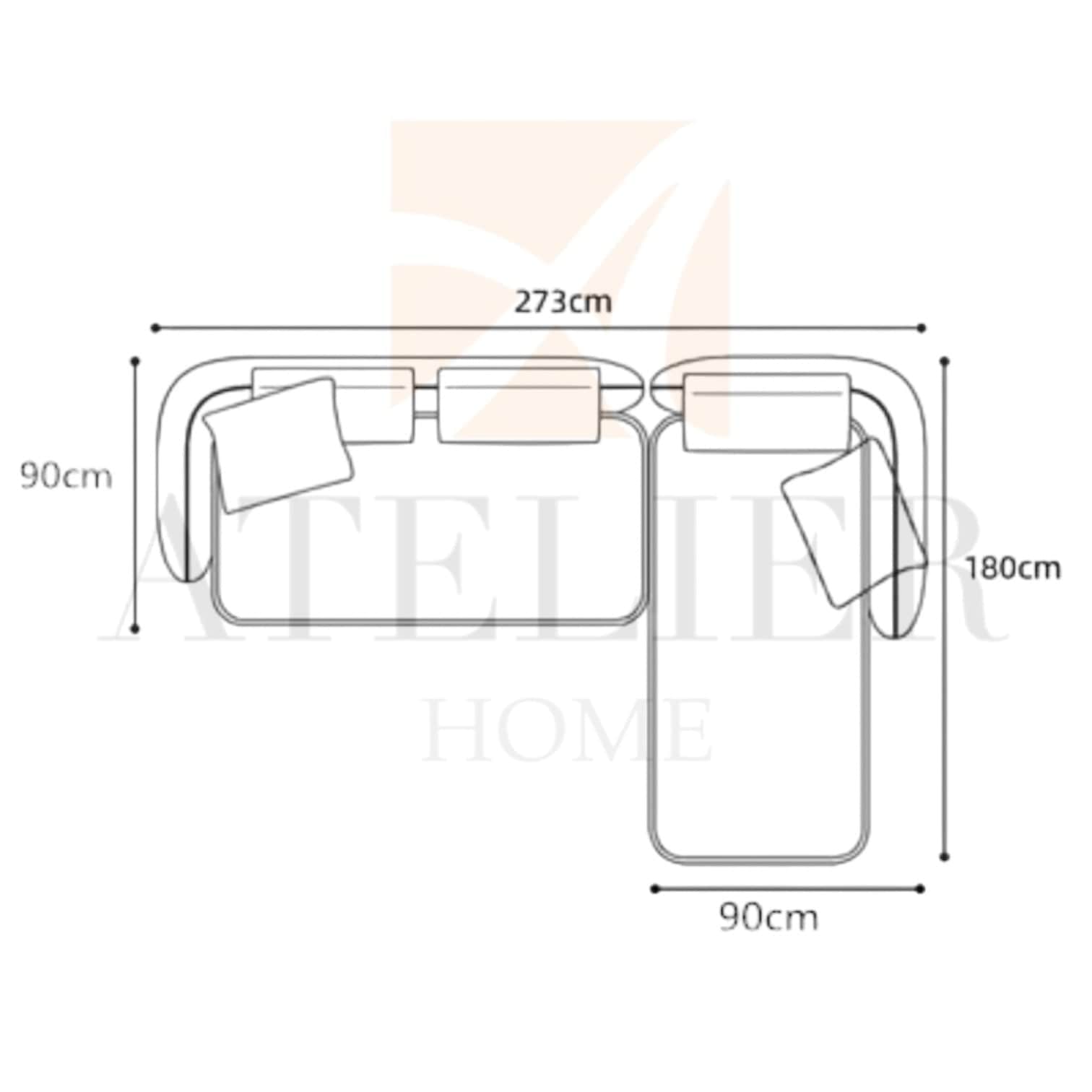 Home Atelier Cole Scratch Resistant Sectional Curve Sofa