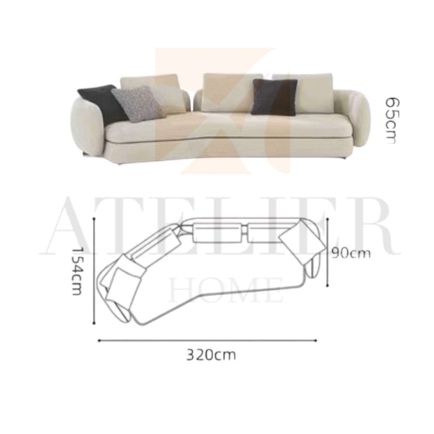 Home Atelier Cole Scratch Resistant Sectional Curve Sofa