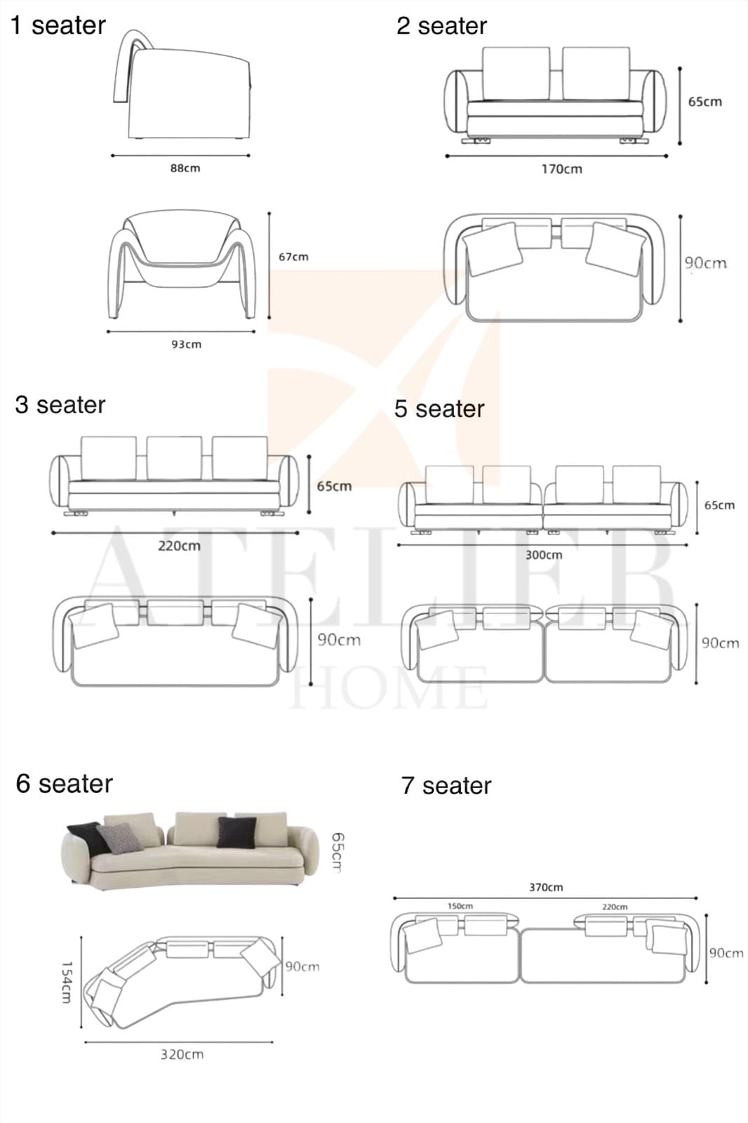 Home Atelier Cole Scratch Resistant Sectional Curve Sofa