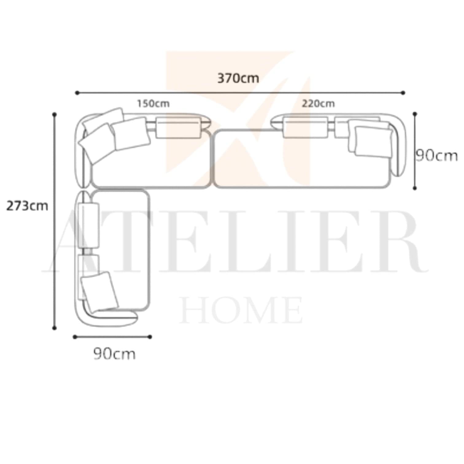 Home Atelier Cole Scratch Resistant Sectional Curve Sofa