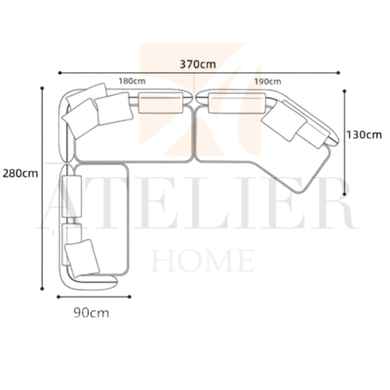 Home Atelier Cole Scratch Resistant Sectional Curve Sofa