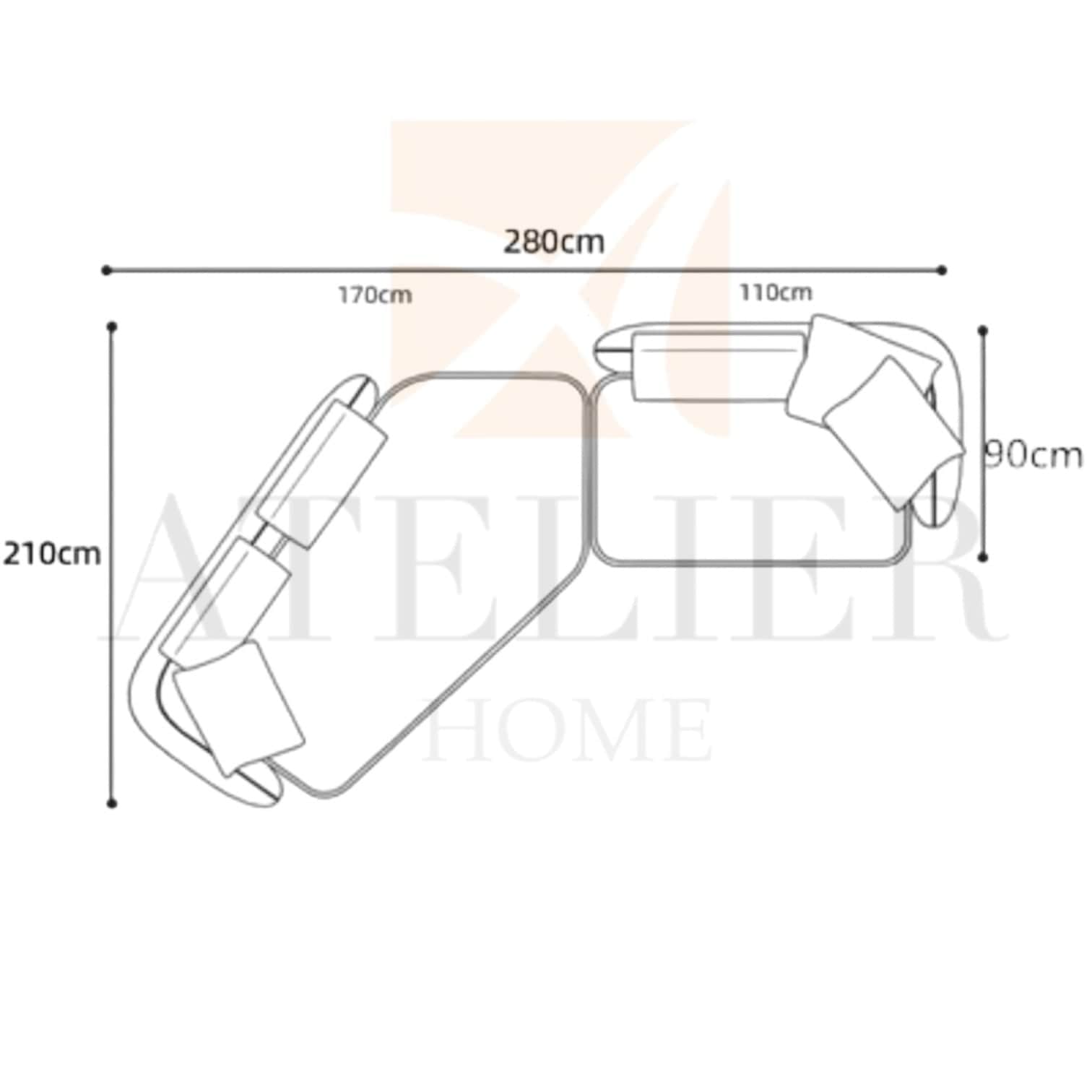 Home Atelier Cole Scratch Resistant Sectional Curve Sofa