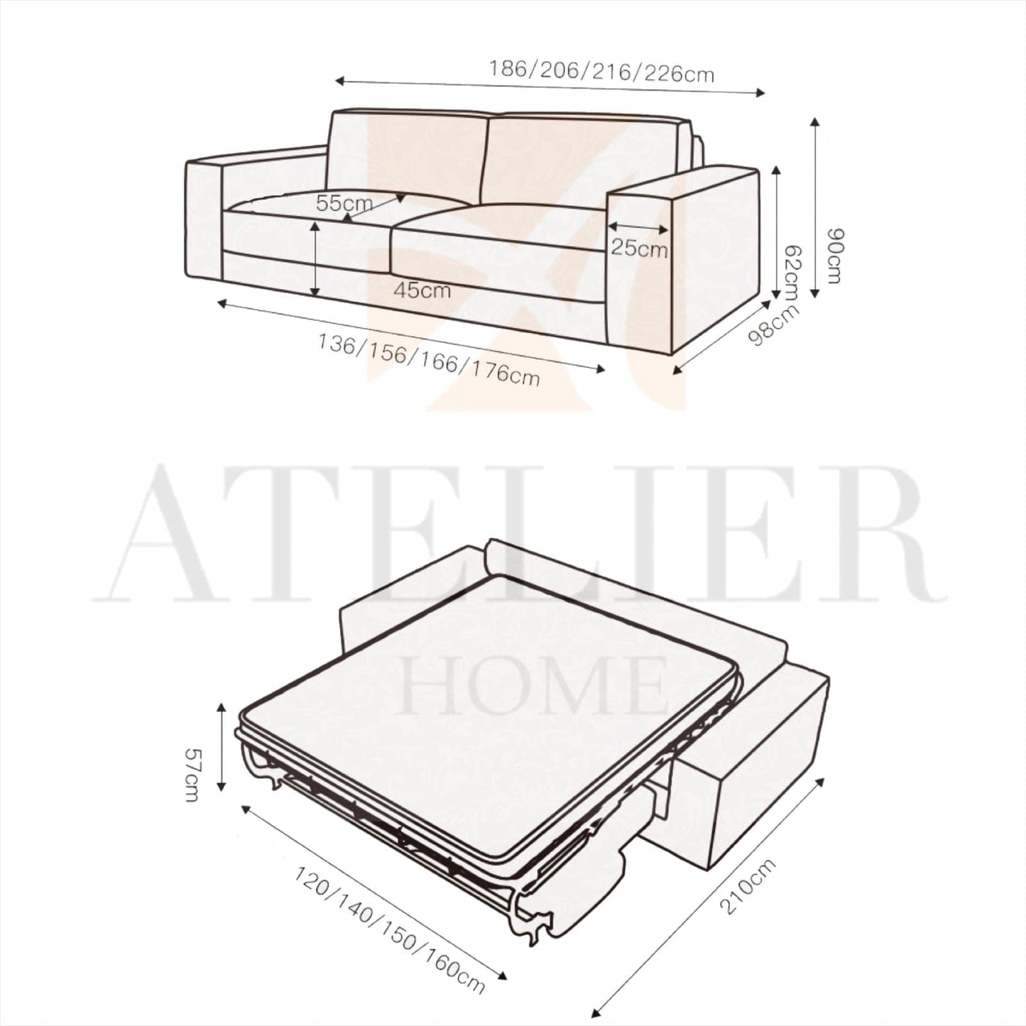Home Atelier Colette Foldable Sofa Bed with Mattress