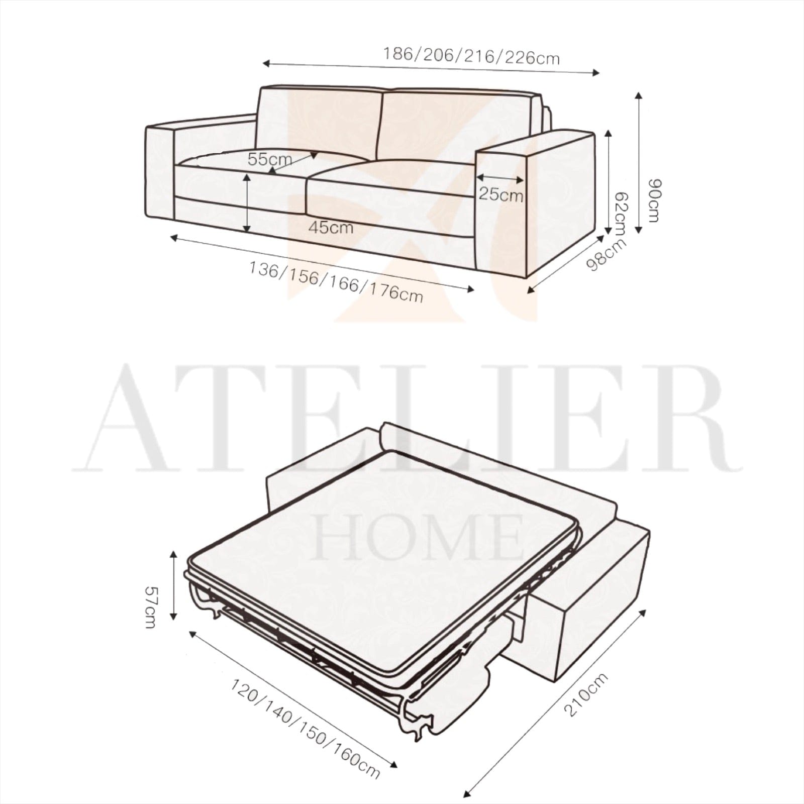 Home Atelier Colette Foldable Sofa Bed with Mattress