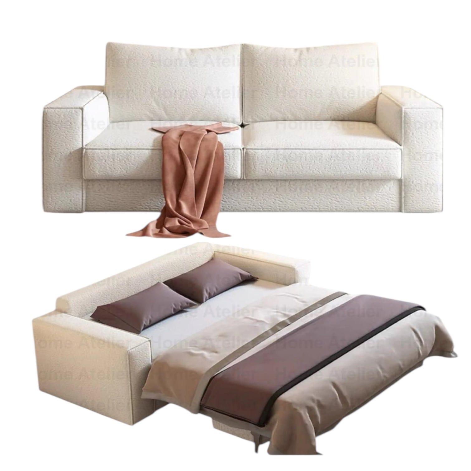 Home Atelier Colette Scratch Resistant Foldable Sofa Bed with Mattress