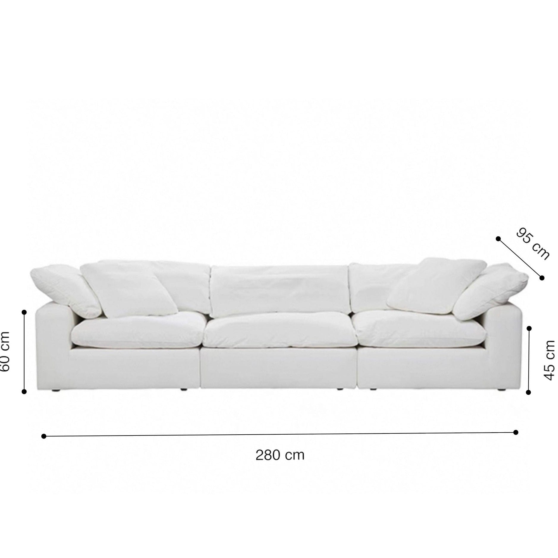 Home Atelier Cotton Linen Fabric / 5 seater/ Length 280cm / Cream Cloud Sectional Sofa