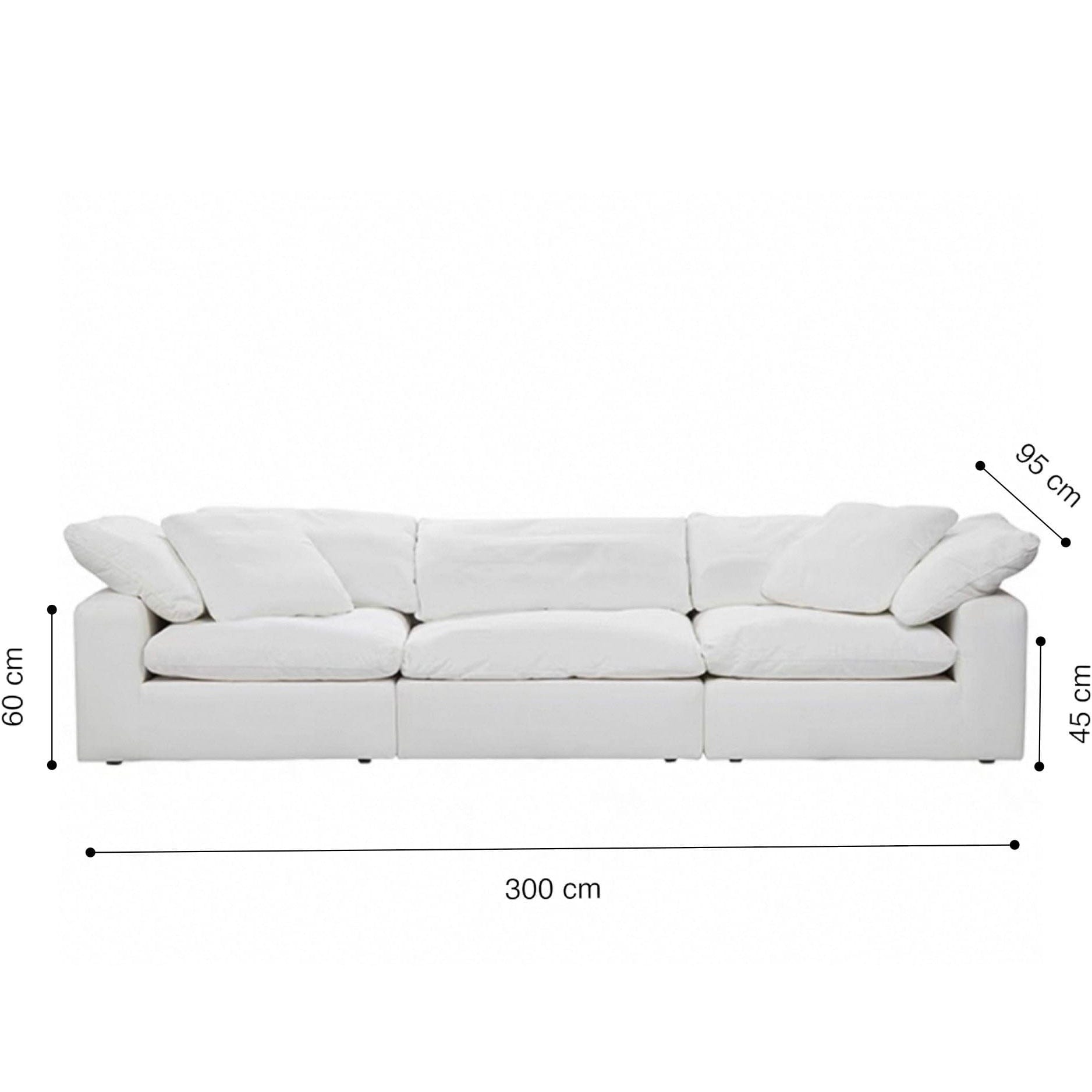 Home Atelier Cotton Linen Fabric / 6 seater/ Length 300cm / Cream Cloud Sectional Sofa