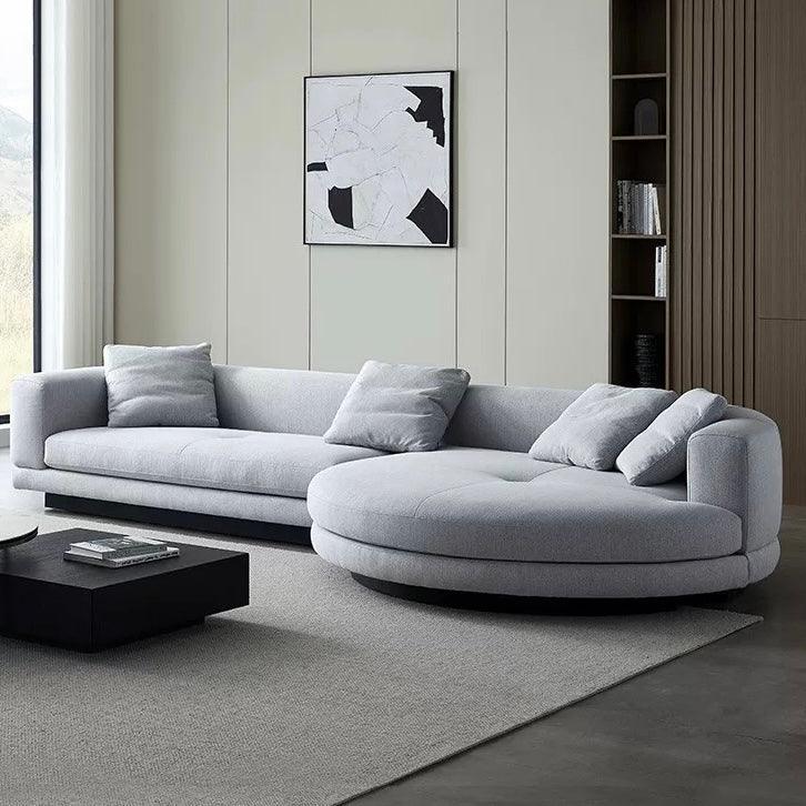 Home Atelier Cotton Linen Fabric / Length 330cm with Curve Chaise / Cream Alyssa Designer Sectional Round Chaise Sofa