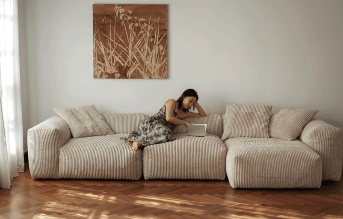 Home Atelier Dante Corduroy Sectional Sofa