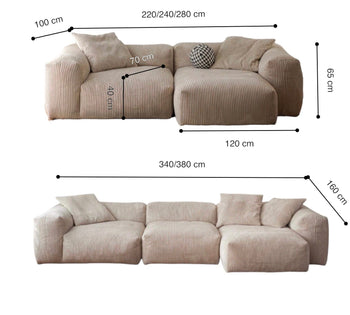Home Atelier Dante Corduroy Sectional Sofa