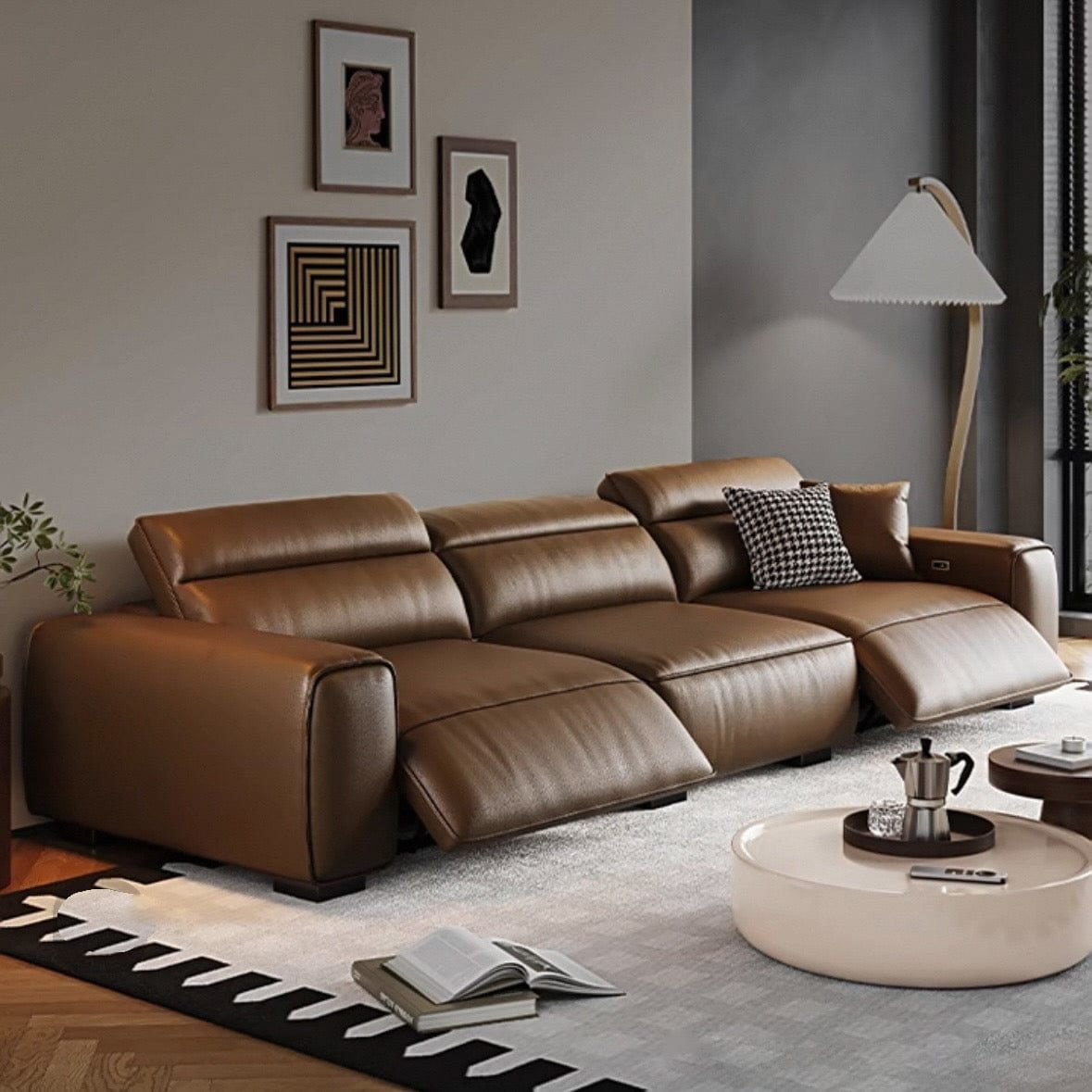 Home Atelier Darren Electric Recliner Leather Sofa