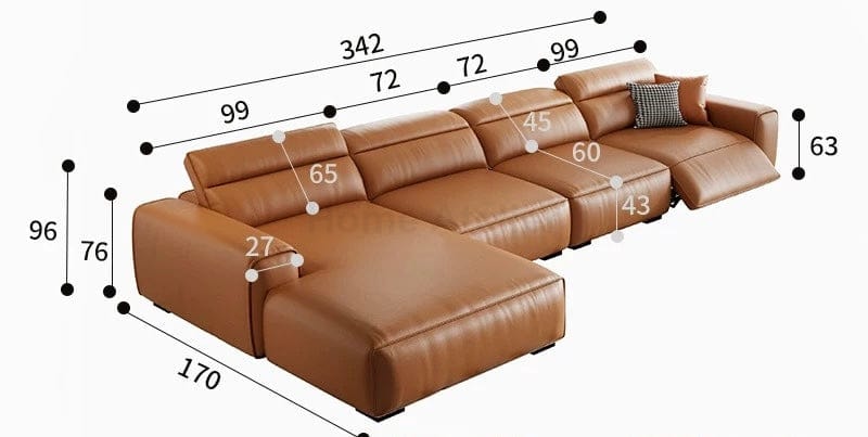 Home Atelier Darren Electric Recliner Leather Sofa