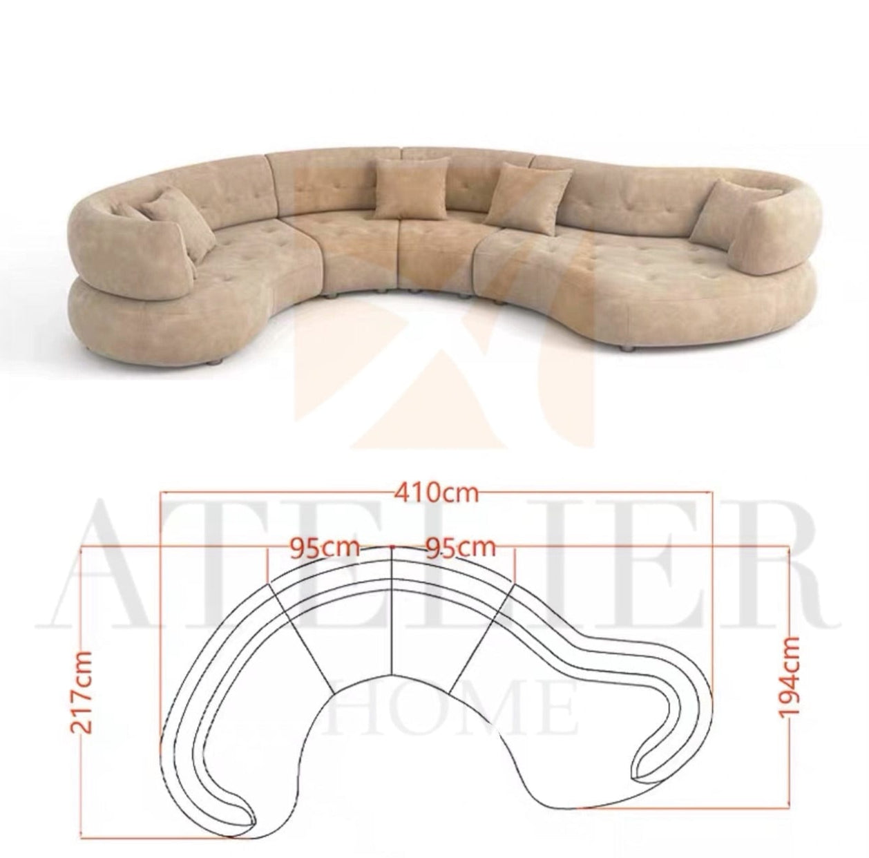 Home Atelier Dawson Performance Boucle Curve Sofa