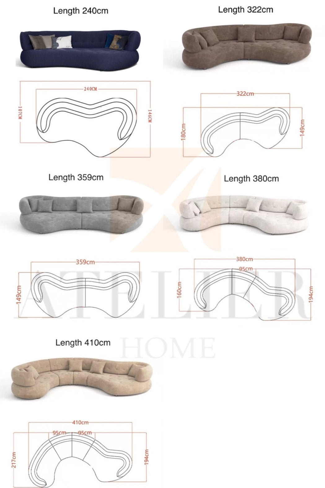 Home Atelier Dawson Performance Boucle Curve Sofa