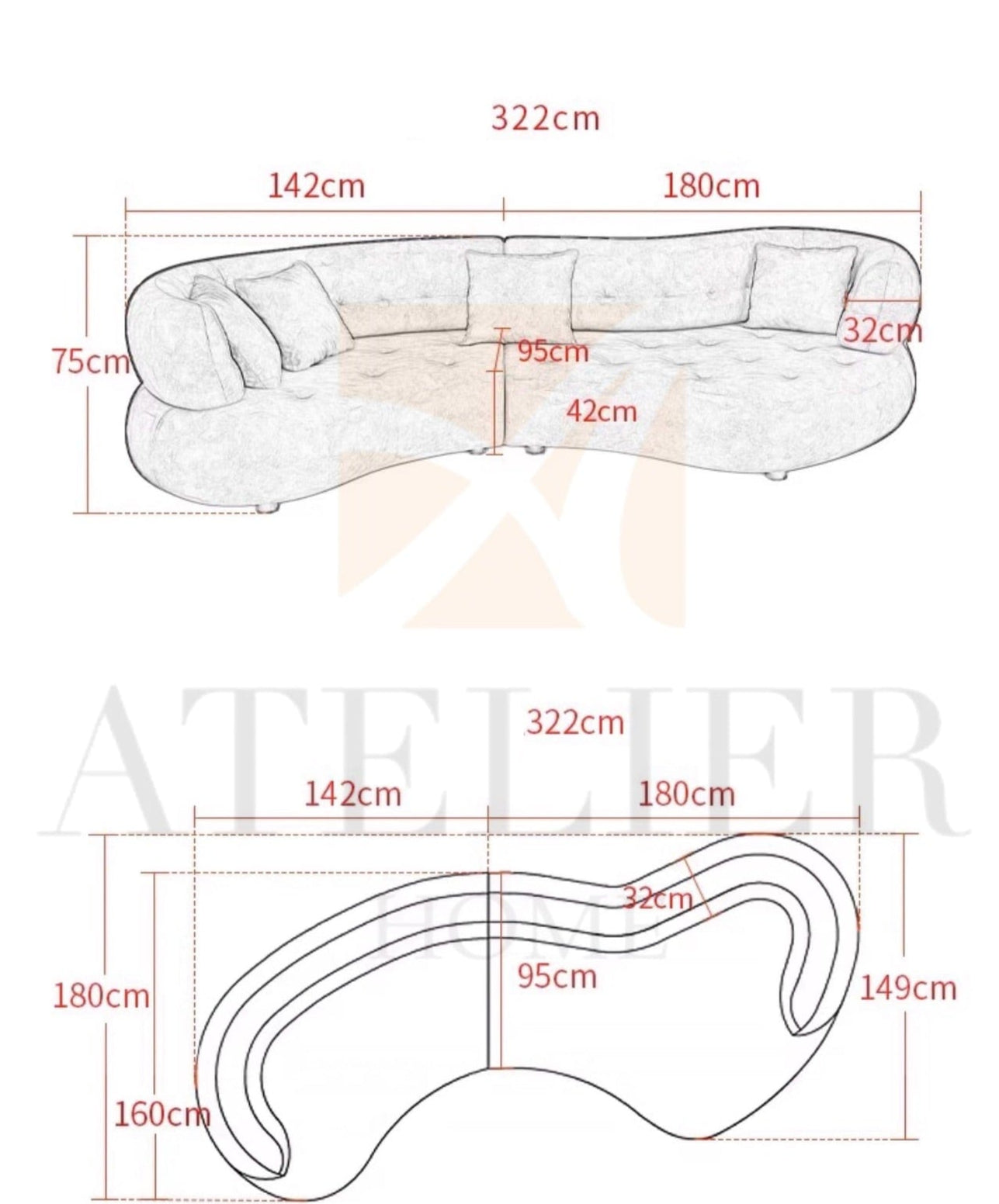 Home Atelier Dawson Performance Boucle Curve Sofa