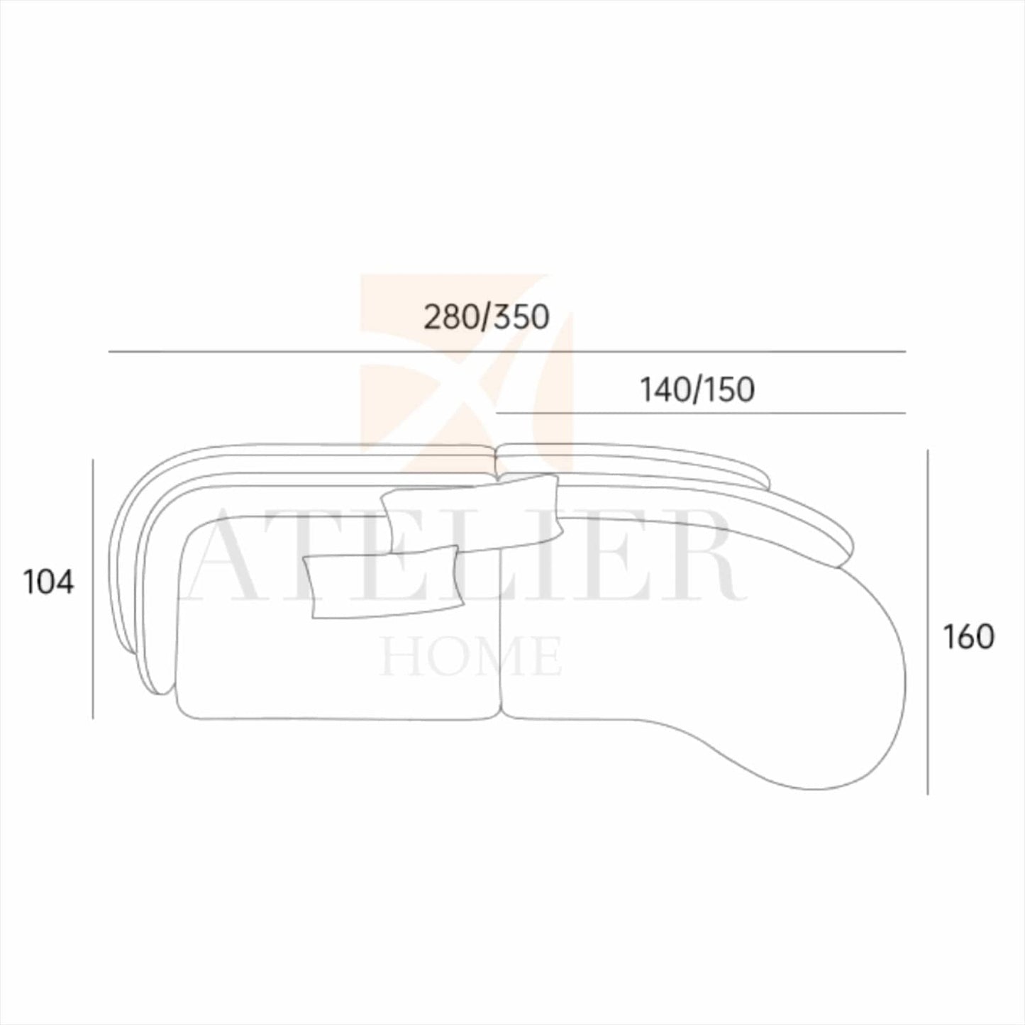 Home Atelier Dayton Scratch Resistant Curve Sofa